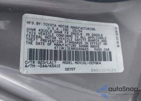 1994 Toyota Camry Xle из США, поврежденный, VIN 4T1GK13E8RU049423